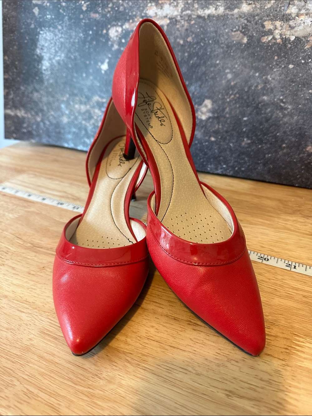 Life Stride Red Pointed-Toe D'Orsay Pumps